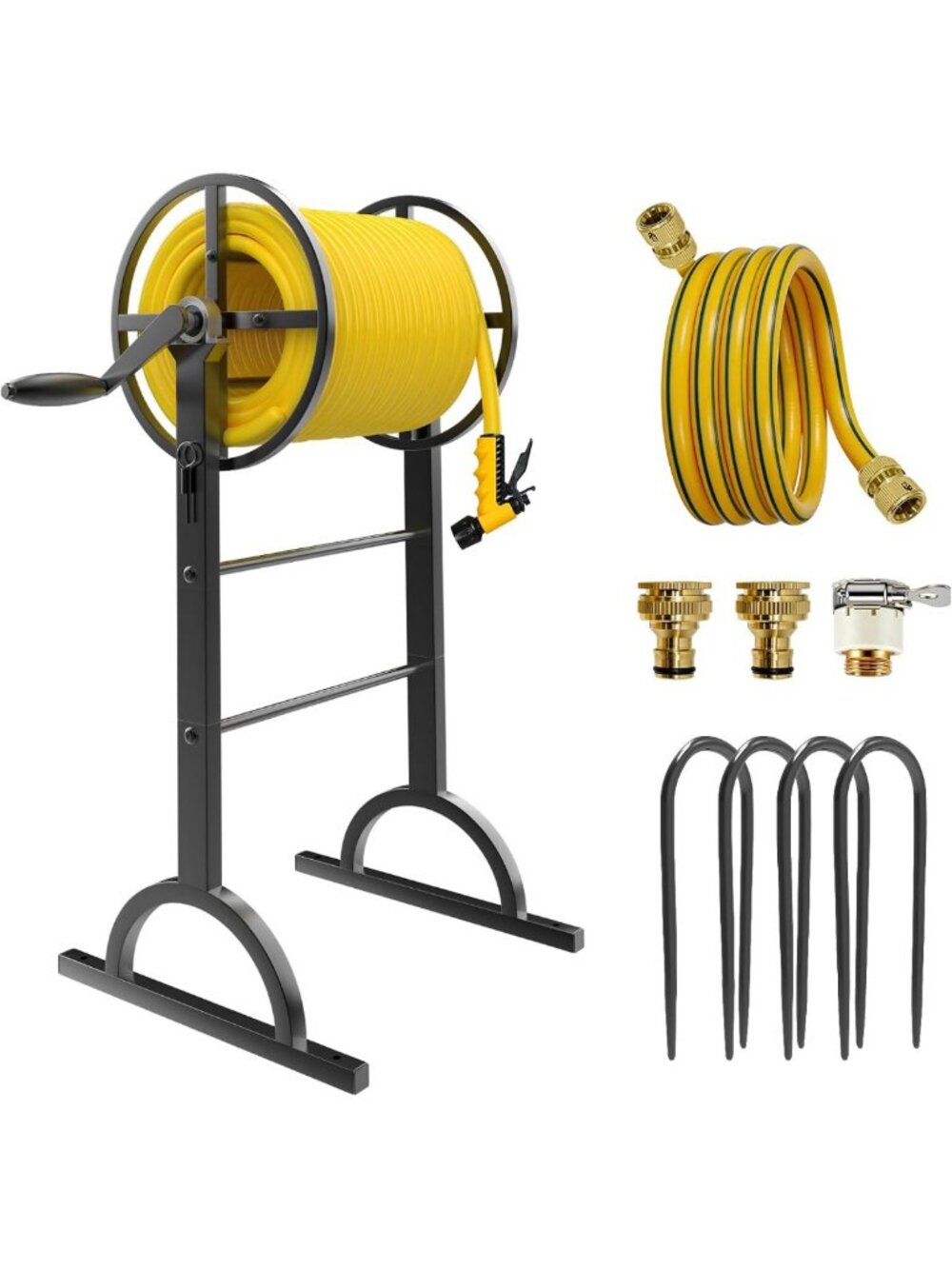 Heavy Duty Garden Hose Reel - Freestanding Metal Holder for 150FT Hose, Outdoor